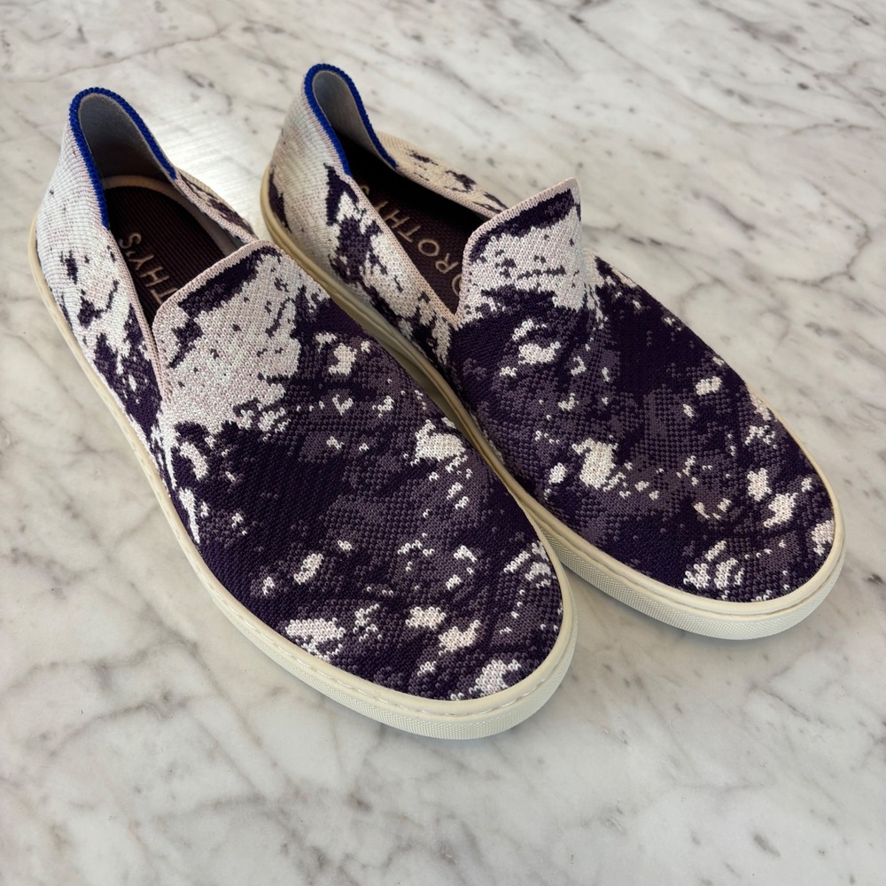 ROTHYS 9.5 The Pointed Flat Shoes Speckled Print Purple White Comfortable SlipOn